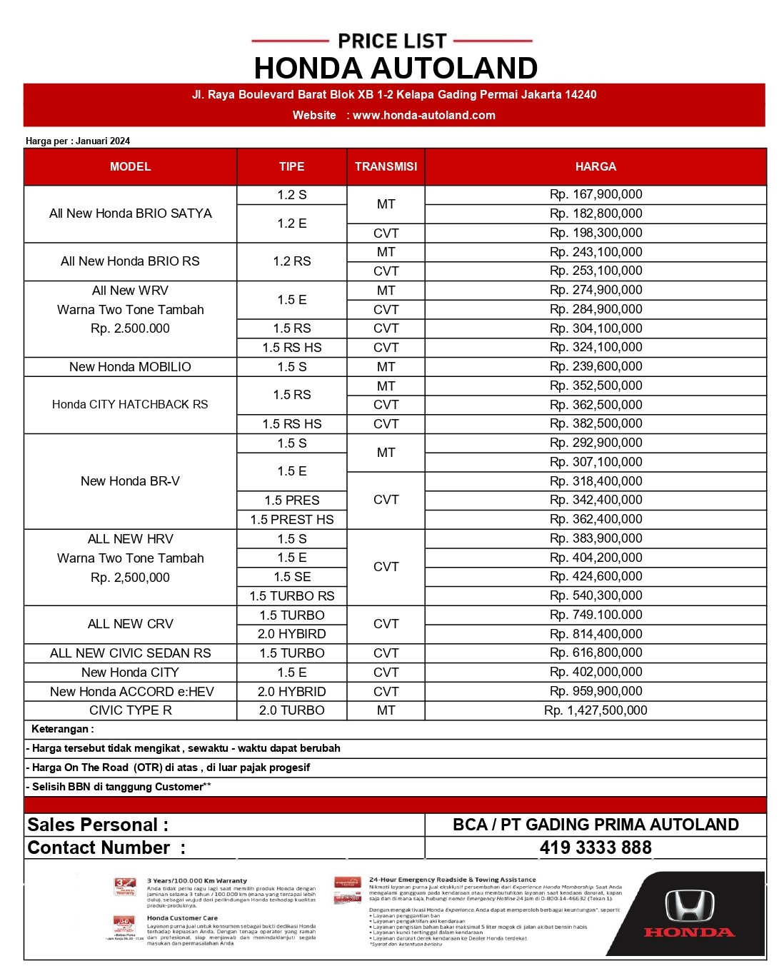 Daftar Harga